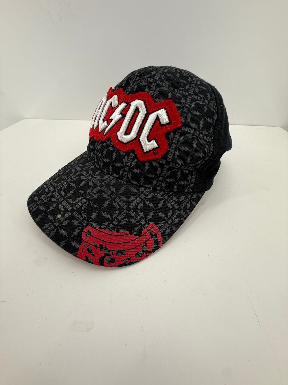 AC DC Back In Black Y2K Concept One Black Graphic Baseball Cap Hat Adjustable